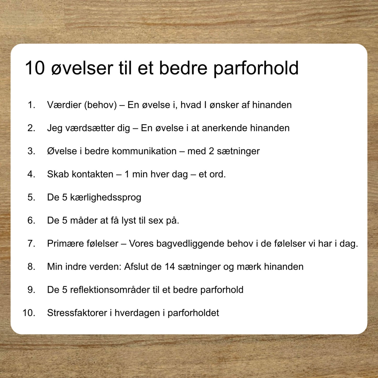 10 øvelser til Parforholdet